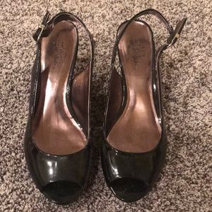 Black slingback pumps